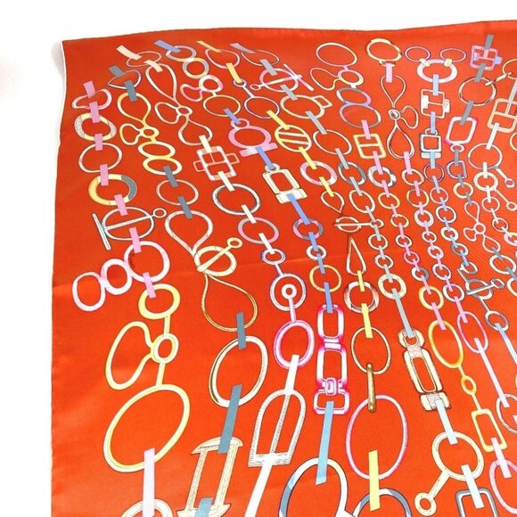 HERMES Carre90 Carre 90 DO RE BOUCLES Scarf silk Orange Unused - Picture 4 of 16
